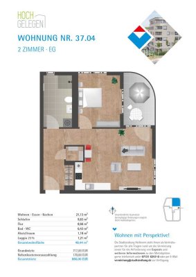 ERSTBEZUG JULI 2026 im Hochgelegen !Moderne 2 Zimmer-Wohnung TYP L