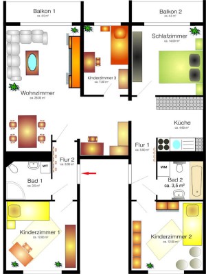 Etagen-Wohnung mit viel Platz !!!