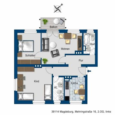 Zeit für was Neues: Gemütliche 3-Zimmer-Wohnung mit Gäste WC + Balkon!