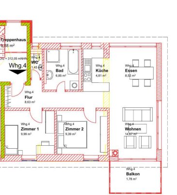 Stilvolle, neuwertige 3-Raum-Wohnung mit geh. Innenausstattung mit Balkon und EBK in Bollschweil