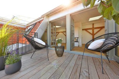 Gartenpalais-Dachpalast "Rosa" - 4 Zimmer, Dachterrasse, Kamin, Klimaanlage - Fitness & Sauna