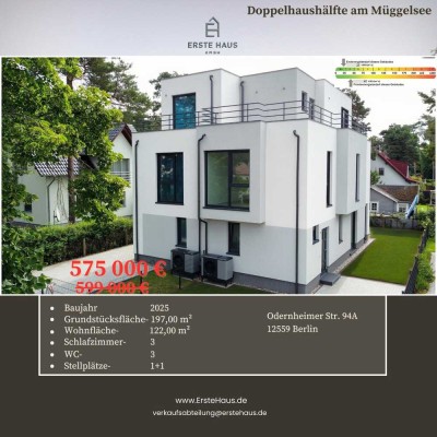 Berlin-Köpenick: moderne Doppelhaushälfte 122 m², 3 SZ, A+, provisionsfrei