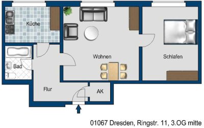 Schöne Wohnung: praktische 2-Zimmer-Wohnung