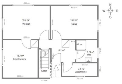 800 € - 65 m² - 2.5 Zi. EG Wohnung