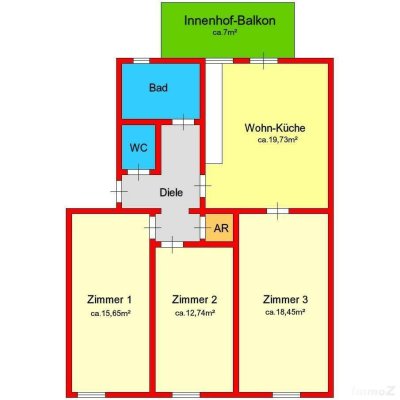 Provisionsfrei: Perfekte 3er-WG mit Wohnküche und großem Innenhofbalkon in bester UNI-Lage / Leonhardstraße ab 01.10.2025 zu vermieten!