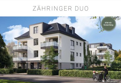 Große Terrasse: Exklusives Neubauprojekt "Zähringer DUO", WE 1.6, 2-Zimmer-Wohnung