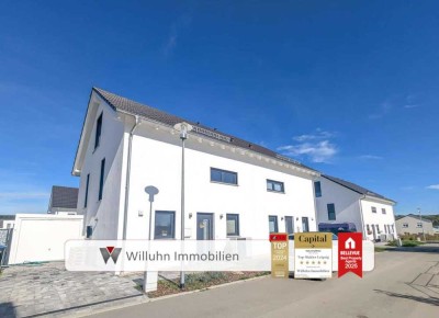 Neubau: Doppelhaushälfte mit 5 Zimmern, Garten, Garage, Wärmepumpe und Fußbodenheizung!