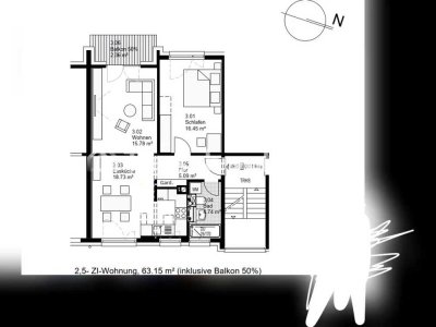 Tauschwohnung: Helle 2,5-Zimmer-Wohnung mit Balkon