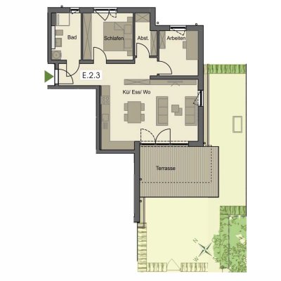 Exklusiver Erstbezug in Pfaffenhausen: Helle 3-Zimmer-Wohnung mit Terrasse und Garten