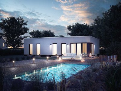 Neubau-Bungalow mit Flachdach: Stilvolles Wohnen auf einer Ebene!