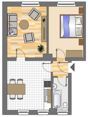 Helle 2 -Zimmerwohnung in der Dortmunder Gartenstadt