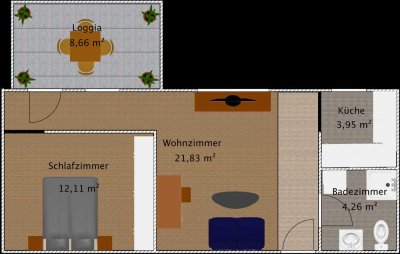1,5-Zimmer-Wohnung mit Süd-Loggia in Darmstadt-West