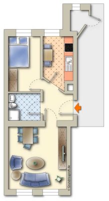 Schöne 2-Raum-Wohnung mit Einbauküche
