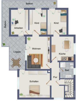 freundliche 5-Zimmer-Wohnung mit Balkon in Linden