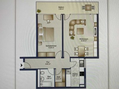 Modernisierte 2-Raum-Wohnung mit Balkon und Einbauküche in Unterschleißheim Provisionsfrei