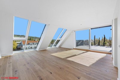PENTHOUSE in BESTLAGE - BJ 2022 - 261m² WOHNFLÄCHE - 3 TERRASSEN 80m² - 1 WOHNEBENE - DIREKTE LIFTFAHRT XL GARAGE OPTIONAL - GRÜN- FERNBLICK