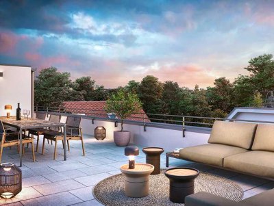 Lukrativ vermietet: helle 2 Zimmerwhg. mit großer Dachterrasse