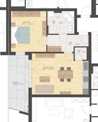 Geschmackvolle 2-Zimmer-Hochparterre-Wohnung mit geh. Innenausstattung mit Balkon in Waldkraiburg