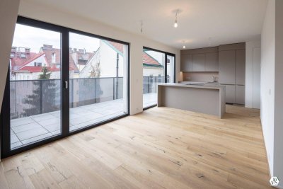 modernes Penthouse mit großen Terrassen &amp; direkter Liftfahrt beim Brunnenmarkt