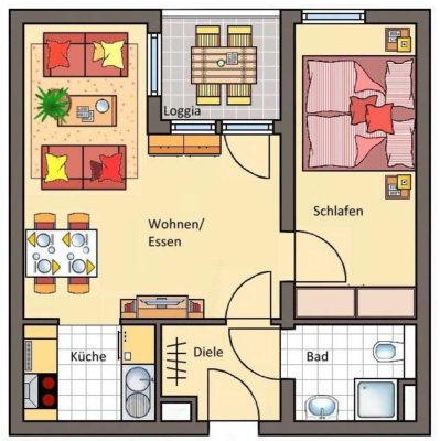 Schöne 1,5 Zimmer Wohnung mit Einbauküche in Karlsruhe mit super Anbindung