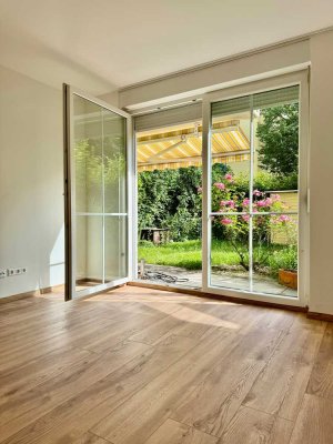 Teilmöblierte 3-Zimmer-Wohnung mit schön eingewachsenem Süd-Garten in Pasing