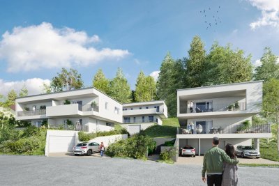 Neubauprojekt im Grünen ab Ende 2026 in Graz-Stiftingtal! ca. 21 m² Südwest-Balkon | ca. 30 m² Terrasse mit Gartenfläche | Carport