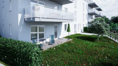 Erdgeschoss-Wohnung mit 3 Zimmern, Terrasse und Garten