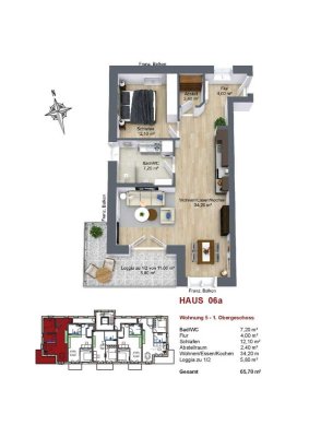 Helle 2-Zimmer-Wohnung mit Süd/West-Balkon im 1. OG in Haag in Oberbayern