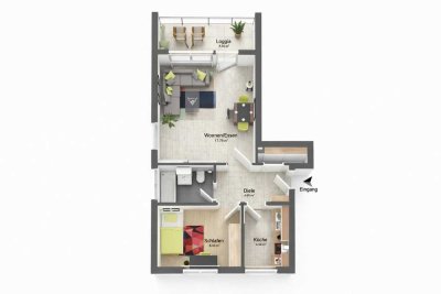 ** Provisionsfrei * leer * Sonnendurchflutet * 2-Zi.-Wohnung mit Stellplatz und Balkon