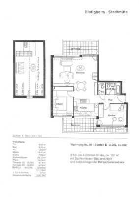 Gepflegte 4-Zimmer-DG-Wohnung mit zwei Balkonen und Einbauküche in Bietigheim-Bissingen