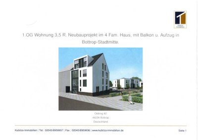 Barrierefreie 3-Zimmer-Wohnung (Neubau), gehobene Innenausstattung, Balkon in Bottrop u. Aufzug