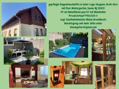 Schöne Doppelhaushälfte mit Pool, Wintergarten und Sauna in toller Lage in Groß-Enzersdorf