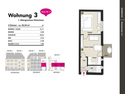 Urbanes Leben & Rhein-Nähe – stilvolle 2-Zimmer-Wohnung in der Wielandstr. 5 + 7! WE 3