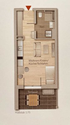 stilvolle 1-Zimmer-Wohnung mit Balkon in Bretten