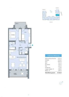 Moderne 3-Zimmer Neubau-Wohnung mit Balkon und Loggia in Freising