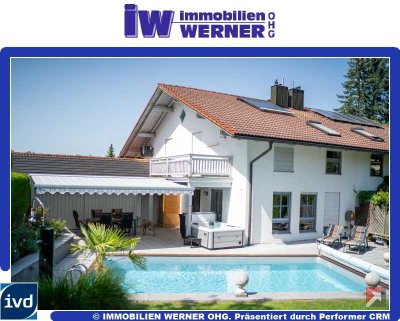 ***Leben wie andere Urlaub machen***  Ansprechende DHH mit schönem Garten und Pool in Brannenburg***