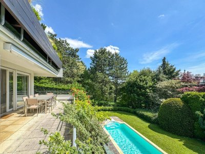 Pötzleinsdorf: Luxuriöse Wohnung mit Panorama-Blick, Wellnessoase &amp; Gartenidylle