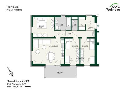 PROVISIONSFREI - ERSTBEZUG - 4-Zimmer-Wohnung in ruhiger Lage mit Balkon - geförderte Miete - 4 Zimmer