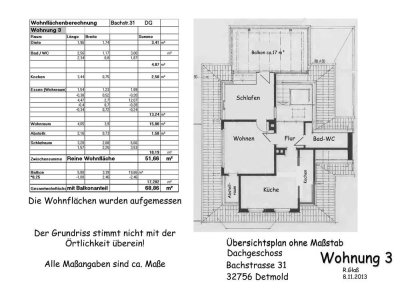 Attraktive 3-Zimmer-DG mit super Dachterrasse  und EBK am Stadtrand von Detmold