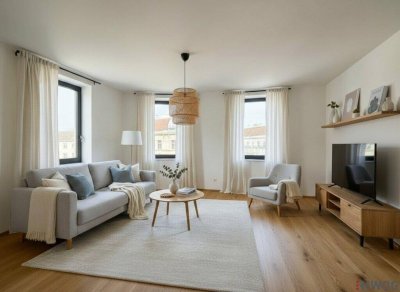 Barrierefreie 3-Zimmer Altbauwohnung mit geräumiger Wohnküche und großzügiger Verglasung | Fernwärme