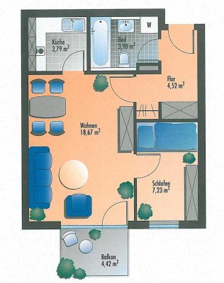 Geschmackvolle 2 Zimmer-Wohnung mit Balkon im Zentrum einer liebenswerten Stadt
