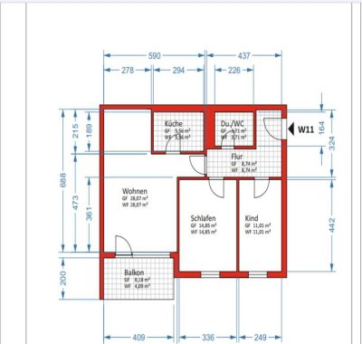Helle 3-Zimmer Wohnung mit Balkon im 1. OG in Chemnitz-Bernsdorf