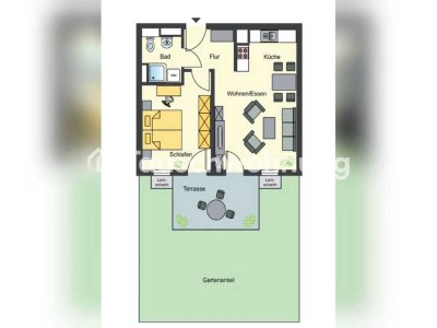 Tauschwohnung: 2 Zimmerwohnung mit eigenem Garten und Tiefgaragenstellplat