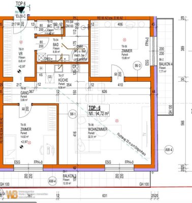 Erstbezug mit 94m² WFL + 2 Balkonen 18m², gr. Wohnküche &amp; 2 Zimmer, 60m² PKW-Stellplatz