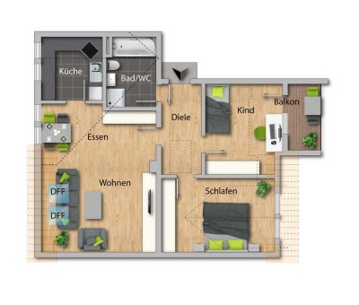 Lichtdurchflutetet . im DG mit EXTRA Dachspitz / Bad mit Wanne + Dusche u.v.m.