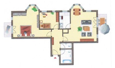 Sonnige, helle süd ausgerichtet 3-Zimmer-Wohnung mit zwei Balkon in ruhigen Bezirk