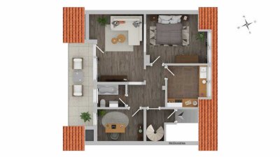 Kapitalanlage! Vermietete Dachgeschosswohnung mit Wohlfühlcharakter und Balkon,