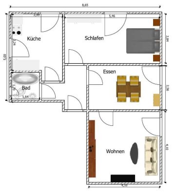 Renovierte 3-Zimmer-Wohnung mit Einbauküche in Daxlanden