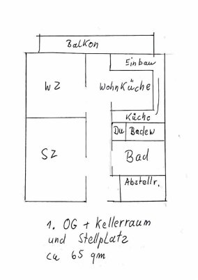 2-Zimmer-Wohnung mit Balkon, Stellplatz und Einbauküche in Astheim