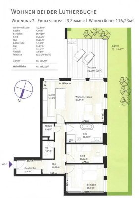 Stilvolle, gepflegte 3-Raum-EG-Wohnung mit geh. Innenausstattung mit Terrasse und EBK